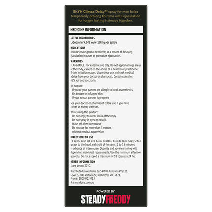 Skyn Climax Delay Spray 10ml (Not To Be Sold In NSW and ACT)