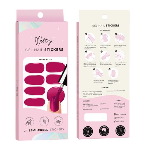 Mitty Semi-Cured Gel Nail Stickers Berry Bliss