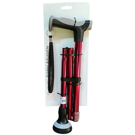Surgical Basics Walking Stick Red Folding Adjustable With Cushion Tip 77-98cm