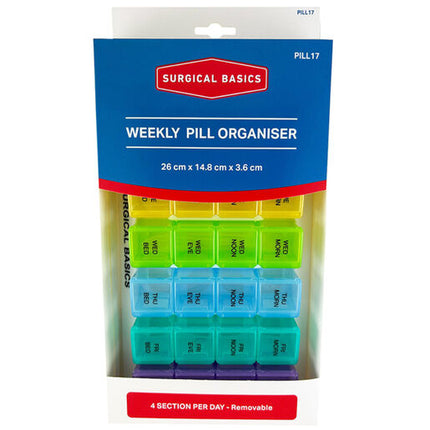 Surgical Basics Pill Box Large 7 Days 4 Per Day 26x15x4cm