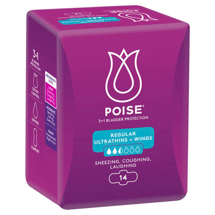 Poise Pads Active Ultrathins Regular 14