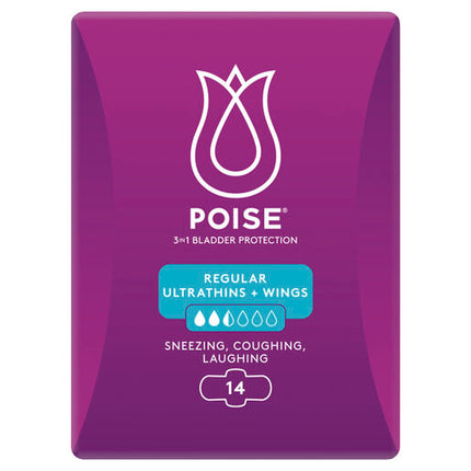 Poise Pads Active Ultrathins Regular 14