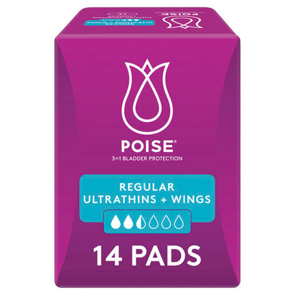 Poise Pads Active Ultrathins Regular 14