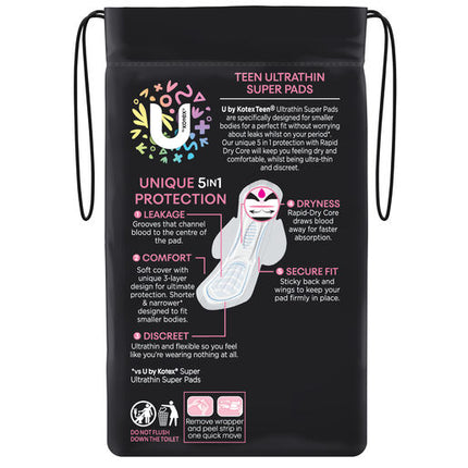 U By Kotex Ultra Thin Teen Super Wing 12