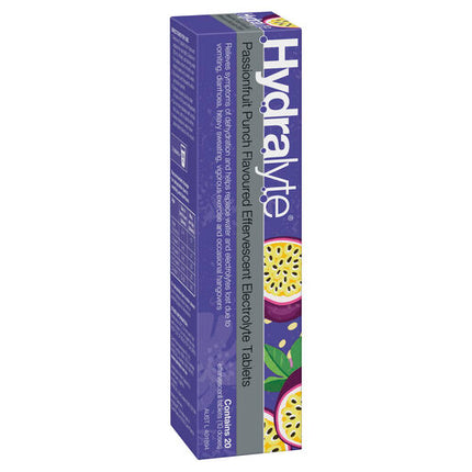 Hydralyte Electrolyte Effervescent Passionfruit Punch 20 Tablets
