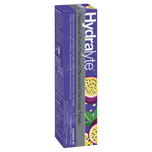 Hydralyte Electrolyte Effervescent Passionfruit Punch 20 Tablets