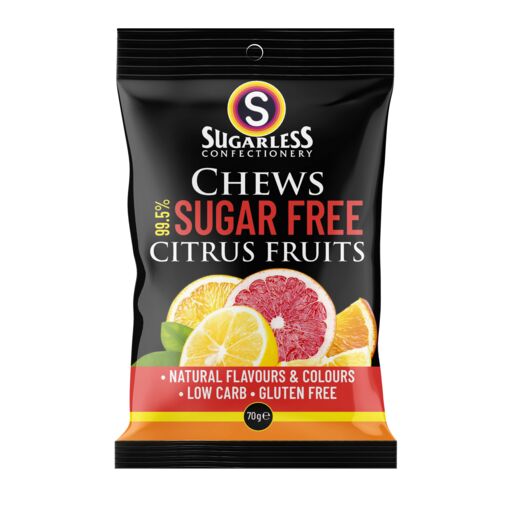 Sugarless Chews Citrus Natural Fruit Juice 70g