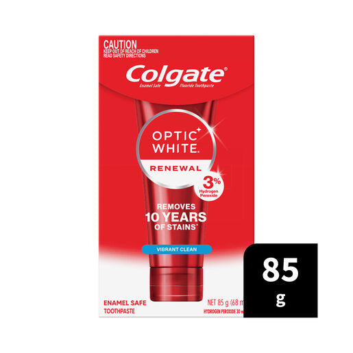 Colgate Optic White Renewal Teeth Whitening Toothpaste Vibrant Clean With Hydrogen Peroxide 85g