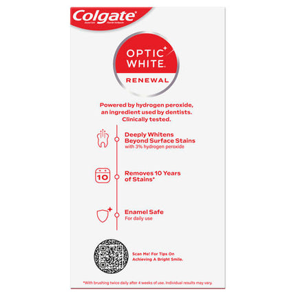 Colgate Optic White Renewal Teeth Whitening Toothpaste Lasting Fresh With Hydrogen Peroxide 85g