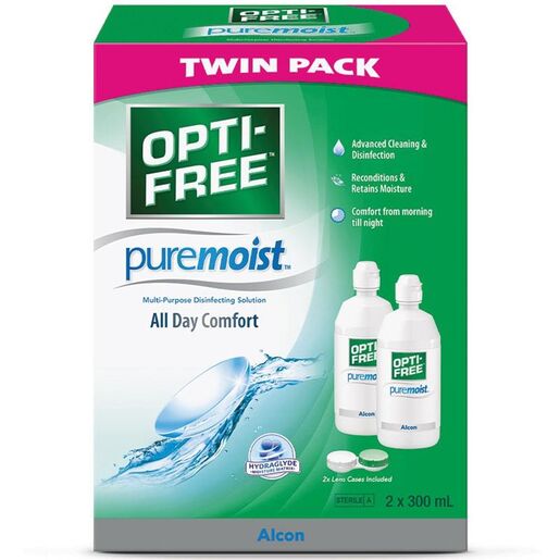 Opti-Free PureMoist Contact Lens Solution Twin Pack 300ml x 2