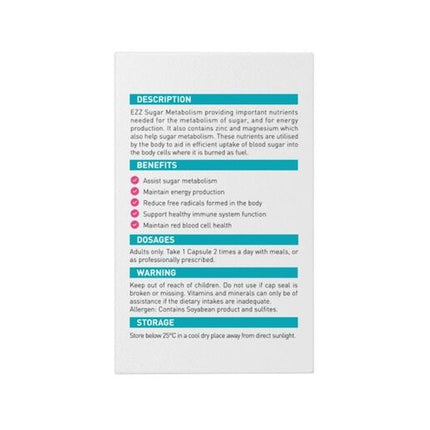 Ezz Sugar Metabolism 60 Capsules
