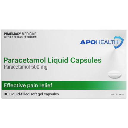 Apohealth Paracetamol 500mg Liquid Capsules 30