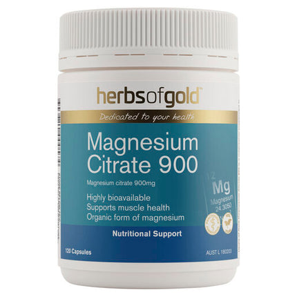 Herbs Of Gold Magnesium Citrate 900 120 Vege Capsules