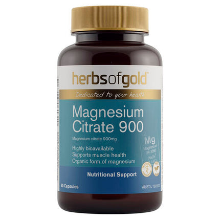 Herbs Of Gold Magnesium Citrate 900 60 Vege Capsules
