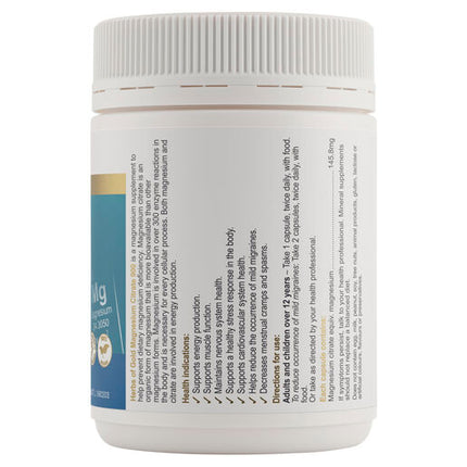 Herbs Of Gold Magnesium Citrate 900 120 Vege Capsules
