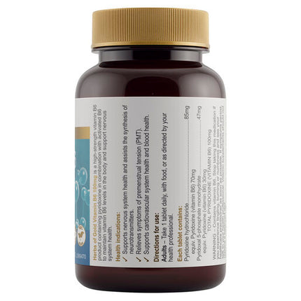 Herbs Of Gold Vitamin B6 100mg 60 Tablets