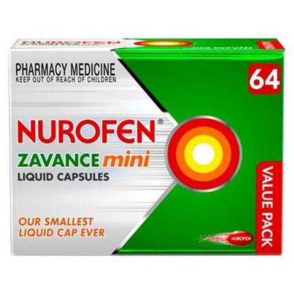 Nurofen Zavance Mini Liquid Capsules Ibuprofen 200mg Pain Relief 64