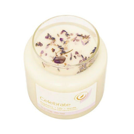 Conscious Candles Crystal Range - Celebrate Amethyst & Nat Flowers 510g