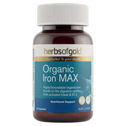 Herbs of Gold Organic Iron Max 30 Capsules