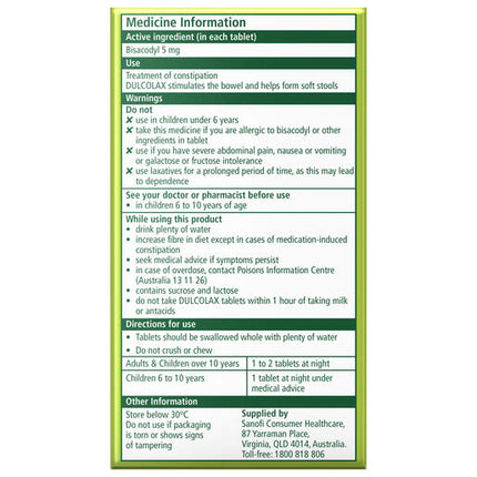 Dulcolax Tablets 5mg 80 Pack