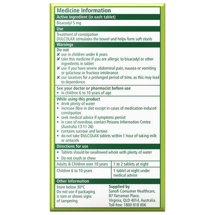 Dulcolax Tablets 5 mg 200 Pack