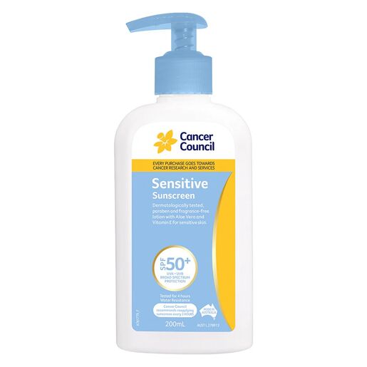Cancer Council Sensitive Sunscreen SPF50+ 200ml Pump