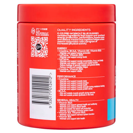 Body Science BSc K-OS Pre-Workout Blue Gummies 300g