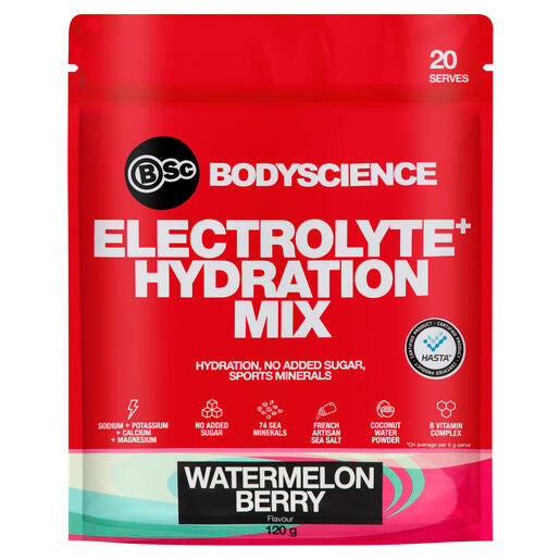 Body Science BSc Electrolyte+ Hydration Mix Watermelon Berry 120g