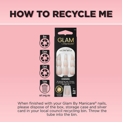 Glam by Manicare Press On Nails Medium Almond Fashion Kit