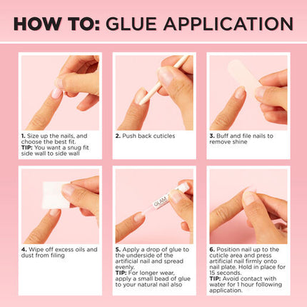 Glam by Manicare Press On Nails Medium Square French Pink Kit