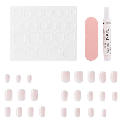 Glam by Manicare Press On Nails Medium Square French Pink Kit