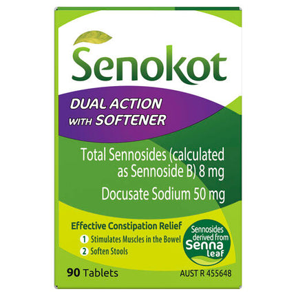 Senokot Dual Action with Softener for Effective Constipation Relief 90 Pack