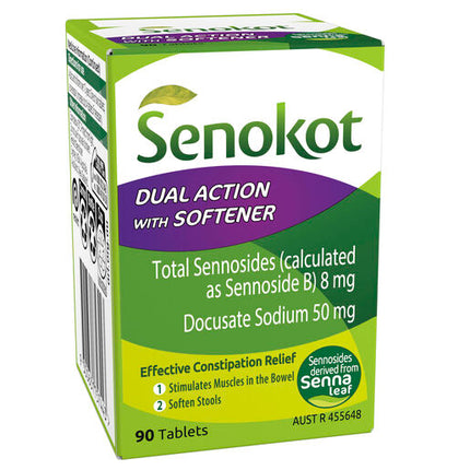 Senokot Dual Action with Softener for Effective Constipation Relief 90 Pack