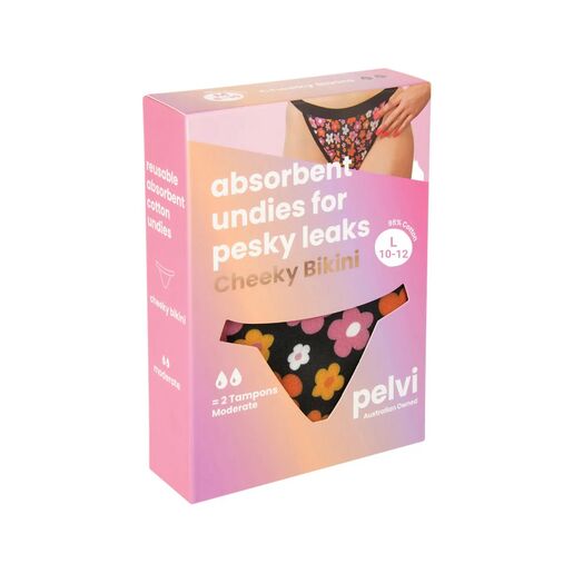 Pelvi Leakproof Underwear Cheeky Bikini Floral Large