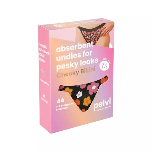 Pelvi Leakproof Underwear Cheeky Bikini Floral X-Small