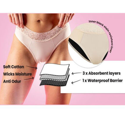 Pelvi Leakproof Underwear Bikini Beige Large