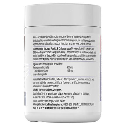 Nutra-Life Magnesium Glycinate 120 Capsules