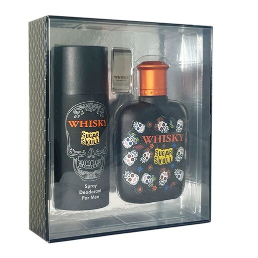 Whisky Sugar Skull 3 Pce Gift Set Eau De Toilette 100ml, Deo 150ml, Money Clip