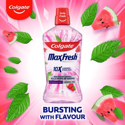 Colgate Max Fresh Mouthwash Watermelon Mint 1L Alcohol Free
