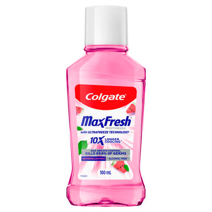 Colgate Max Fresh Watermelon Mint Mouthwash 100mL, Alcohol Free