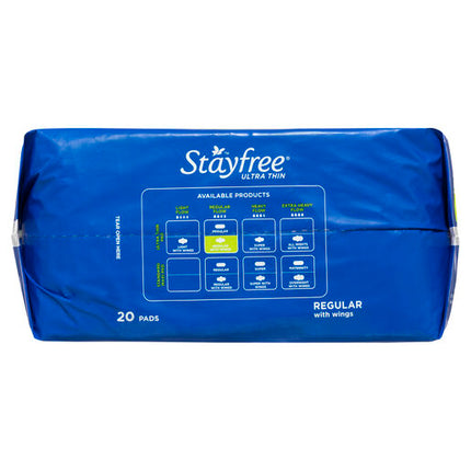 Stayfree Ultra Thin Regular Pads With Wings 20 Pack