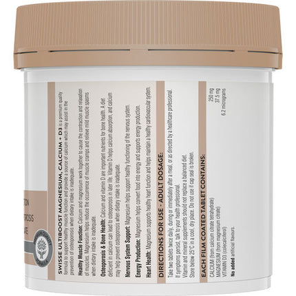 Swisse Ultiboost Magnesium, Calcium + D3 180 Tablets
