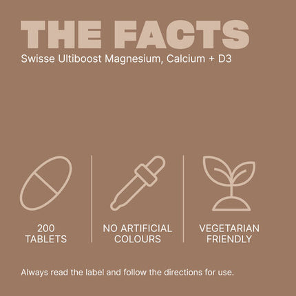 Swisse Ultiboost Magnesium, Calcium + D3 180 Tablets