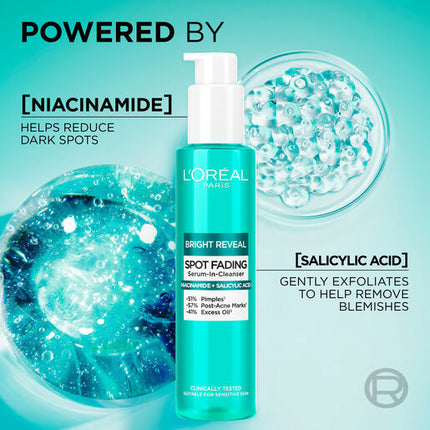 L'Oreal Paris Bright Reveal Niacinamide + Salicylic Acid Spot Fading Serum-in-Cleanser 150ml
