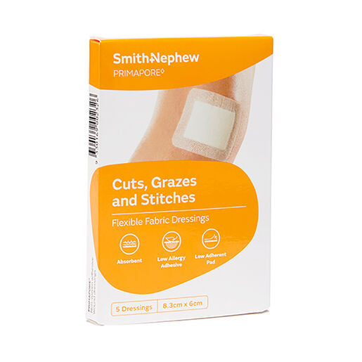 Primapore Adhesive Wound Dressing - 8.3cm x 6cm - 5 Pack