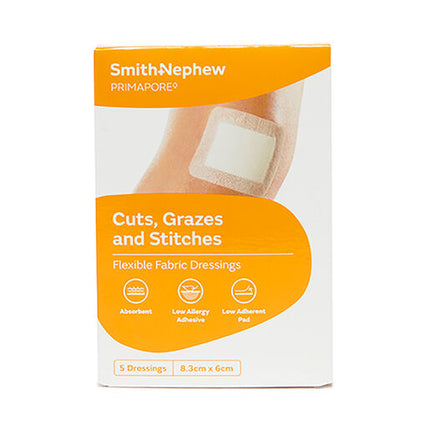 Primapore Adhesive Wound Dressing - 8.3cm x 6cm - 5 Pack