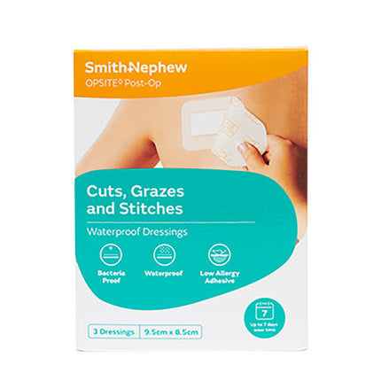 Opsite Post Op Dressing 9.5cm X 8.5cm Waterproof Barrier Dressing 3 Pack