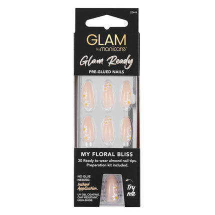 GLAM by Manicare Glam Ready Pre-Glued Nails 30pcs - Floral