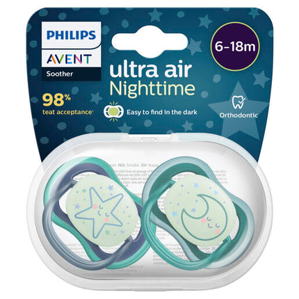 Philips Avent Ultra Air Soother Nighttime Glow 6-18 months 2-pack