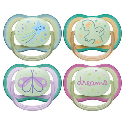 Avent Ultra Air Soother Nighttime Glow 0-6 months 2-pack Assorted Designs